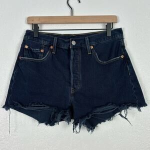 Levi's 501 Dark Wash Button Fly Denim Shorts Size 29